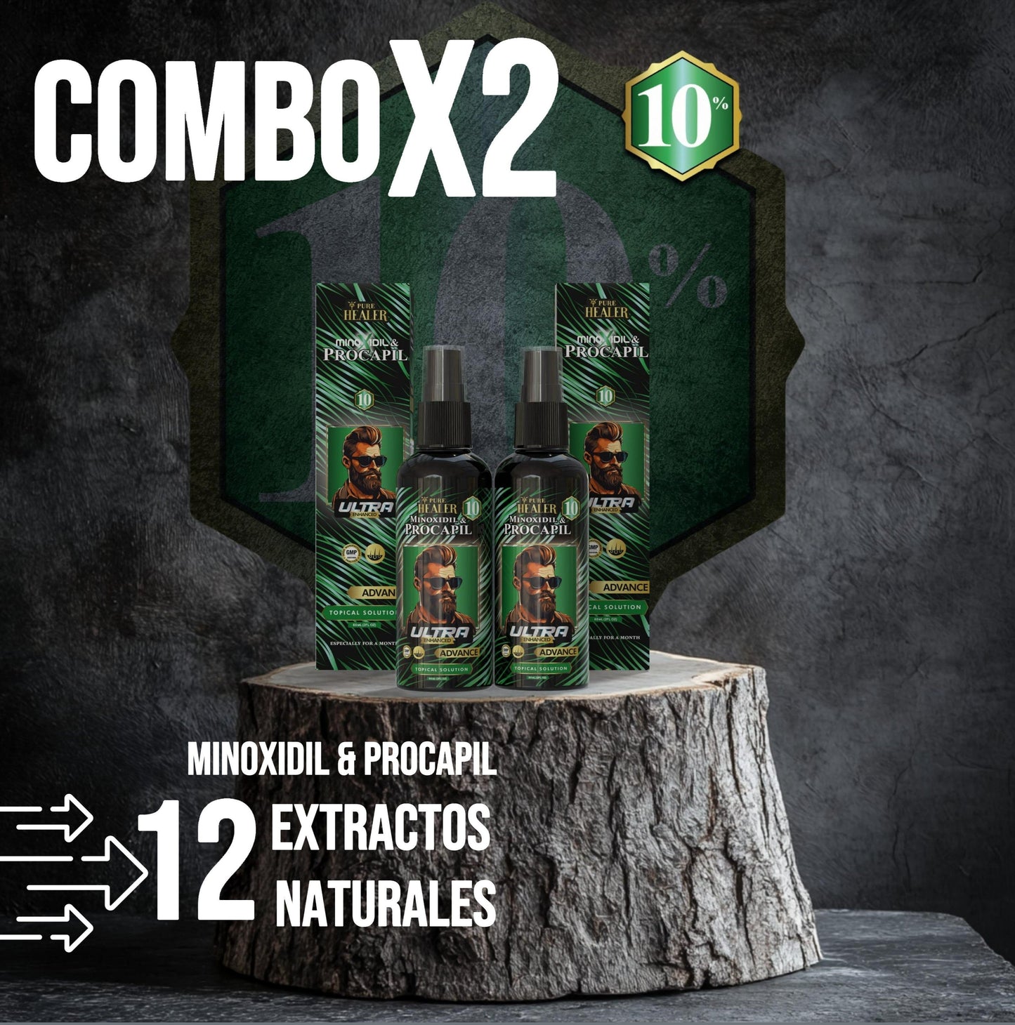 Minoxidil Advance X2 10% Cabello y Barba Ultra Mejorado / 60ML
