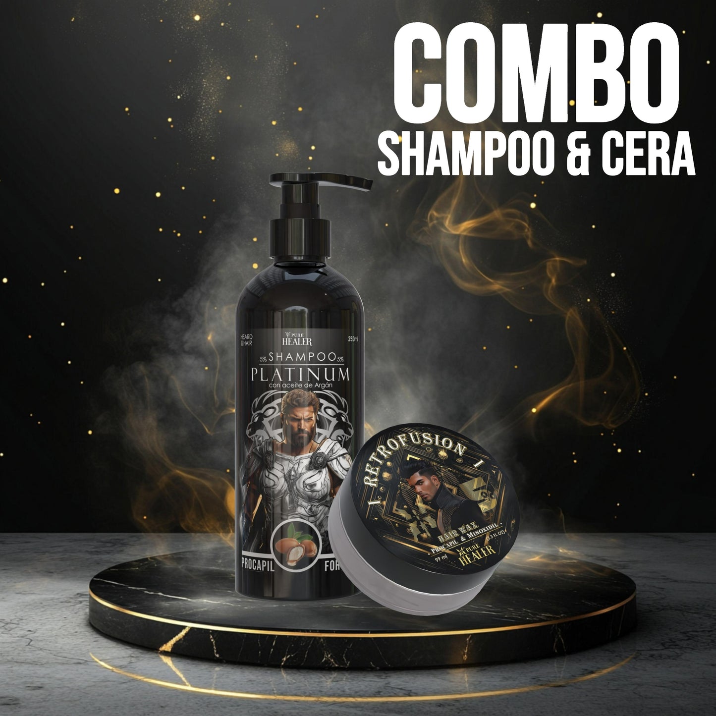 Combo Shampoo Platinum / 250 ML & Cera Para Cabello Retrofusion / 99ML