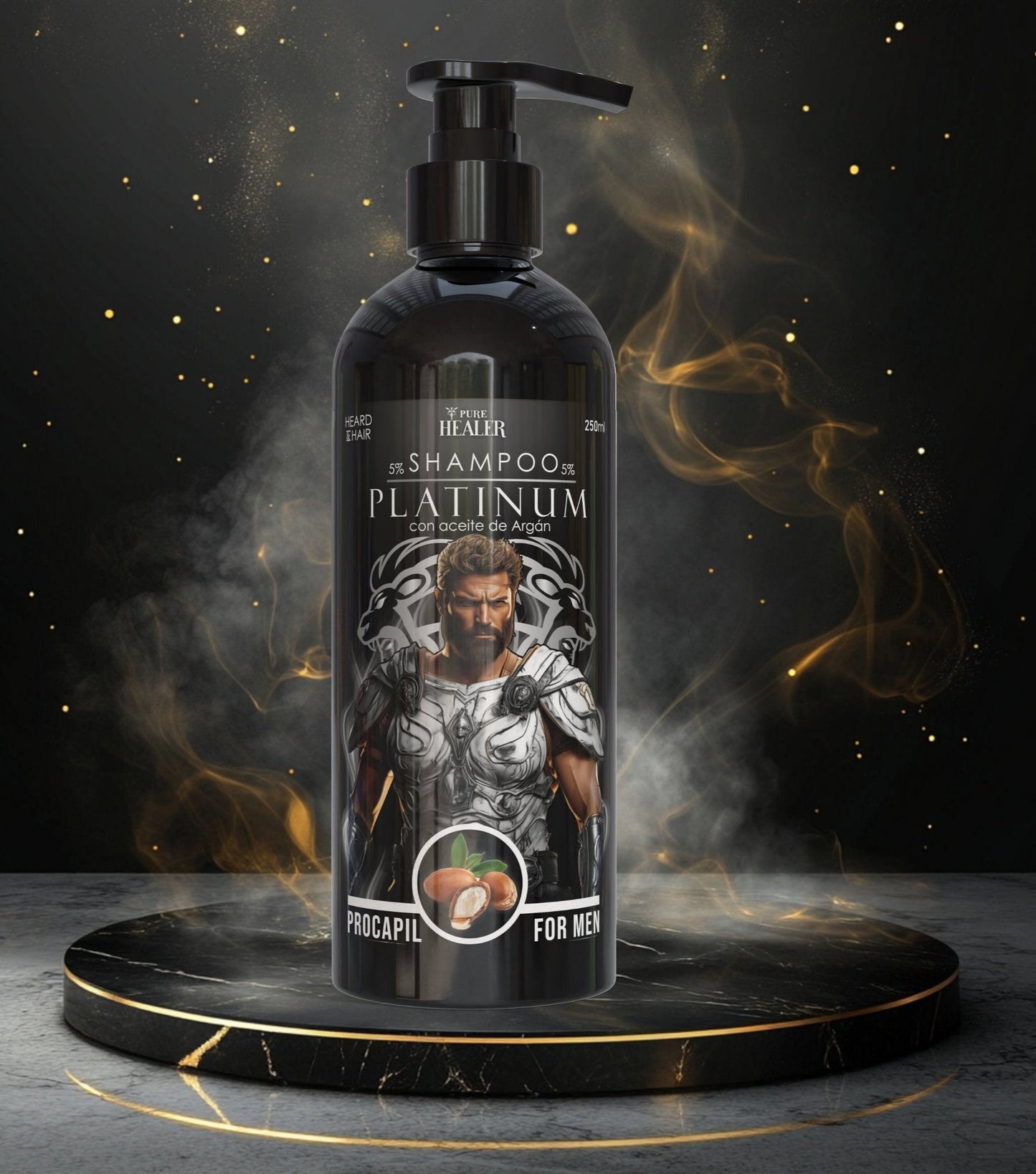 Shampoo Platinum Minoxidil & Procapil 5% Con Aceite de Argan / 250ML