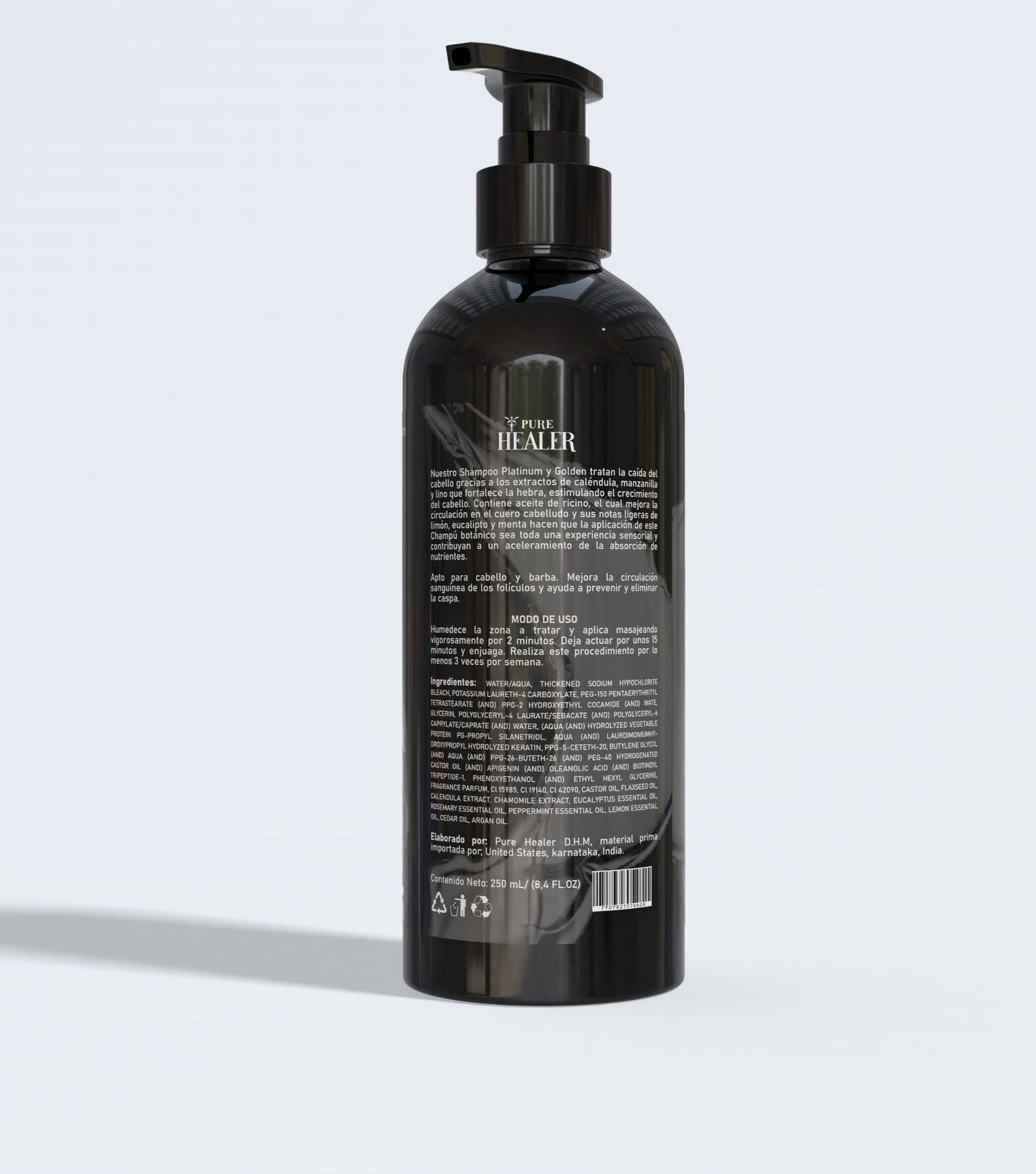Shampoo Platinum Minoxidil & Procapil 5% Con Aceite de Argan / 250ML