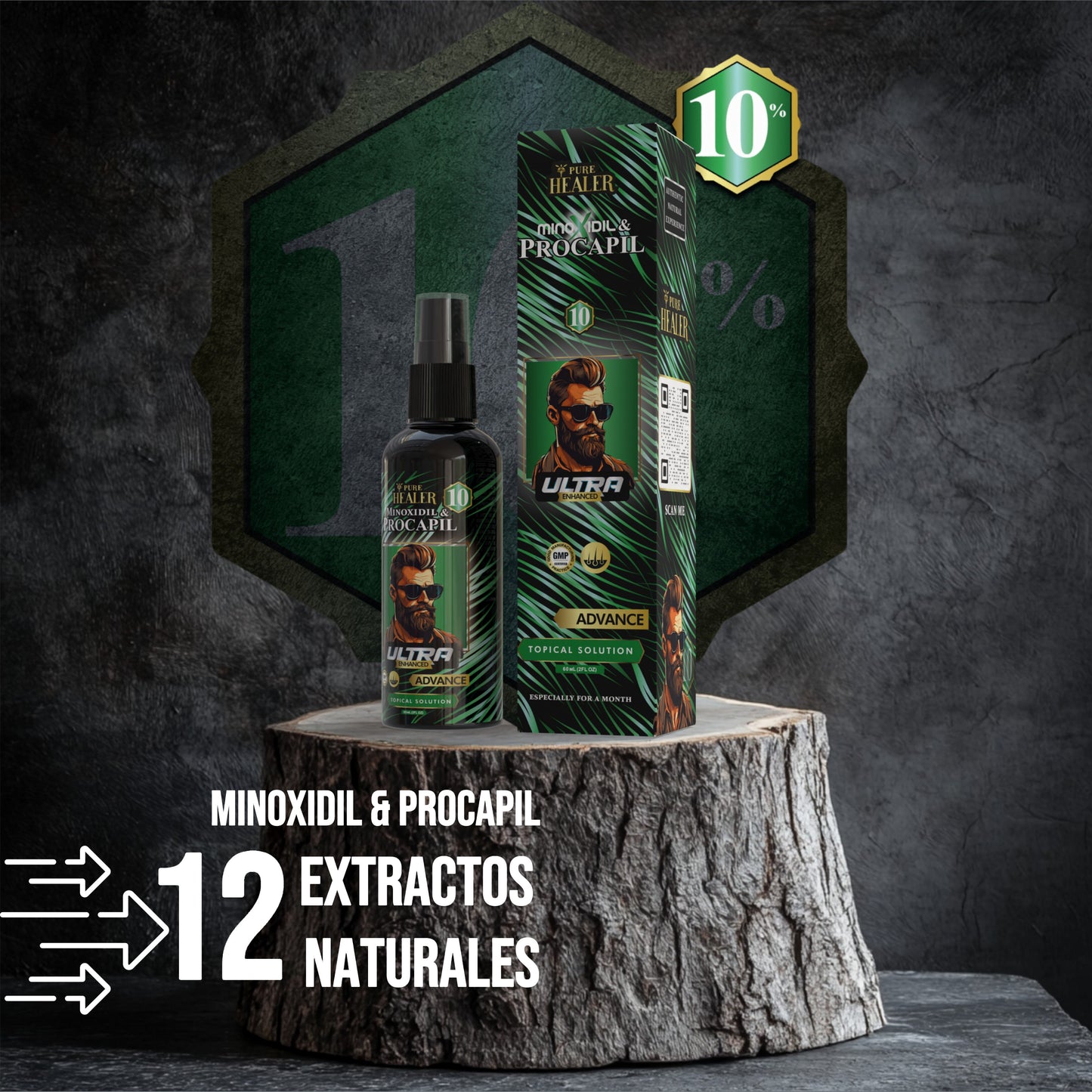 Minoxidil Advance 10% Cabello y Barba Ultra Mejorado / 60ML