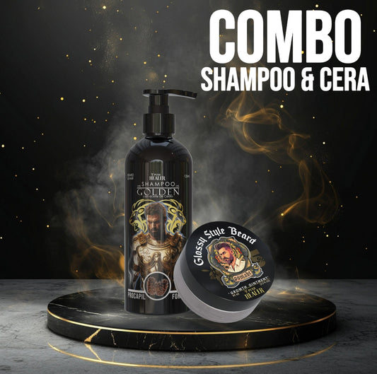 Combo Shampoo Golden / 250 ML & Cera Para Barba Glossy Style Beard / 99ML